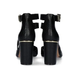 Sapato De Salto Alto Quadrado Leslie-710 Em Preto Snake