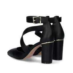 Sapato De Salto Quadrado Leslie-710 Em Preto