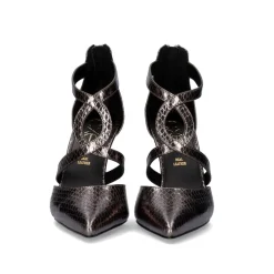 Sapato Tacao Jessica-930 Com Tiras Em Pewter Snake
