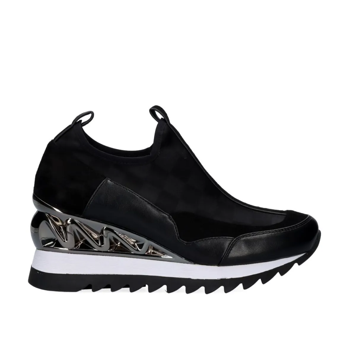 Sneaker Licra Com Cunha Y2326-H278 Em Preto