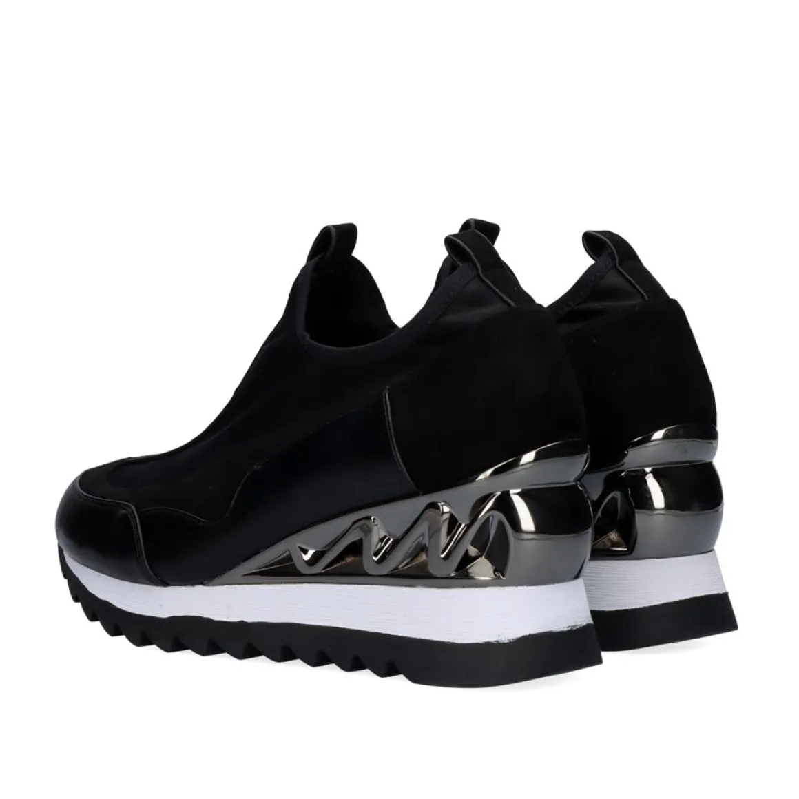 Sneaker Licra Com Cunha Y2326-H278 Em Preto