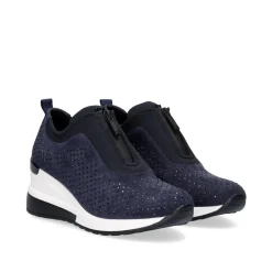 Sneaker Plataforma Azul Ex24 Com Brilhantes