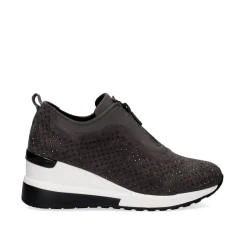Sneaker Plataforma Ex24 Em Cinza Com Brilhantes