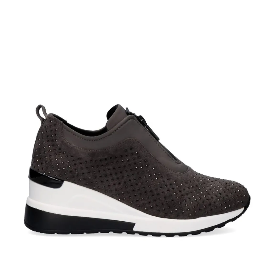 Sneaker Plataforma Ex24 Em Cinza Com Brilhantes