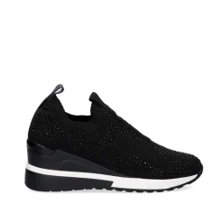 Sneaker Plataforma Ex22 Em Preto Com Brilhantes