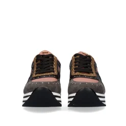 Sneaker Plataforma Ex41 Em Rosa Com Detalhes Em Cinza