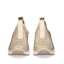 Sneaker Plataforma Ex22 Em Dourado Com Brilhantes