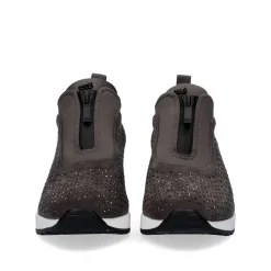 Sneaker Plataforma Ex24 Em Cinza Com Brilhantes