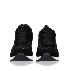 Sneaker Plataforma Ex25 Em Preto Com Brilhantes
