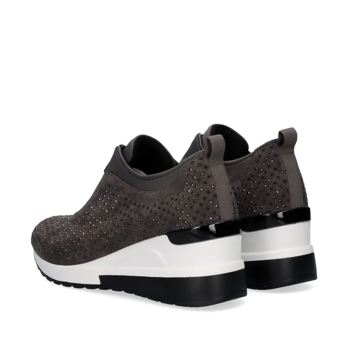 Sneaker Plataforma Ex24 Em Cinza Com Brilhantes