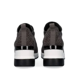 Sneaker Plataforma Ex24 Em Cinza Com Brilhantes