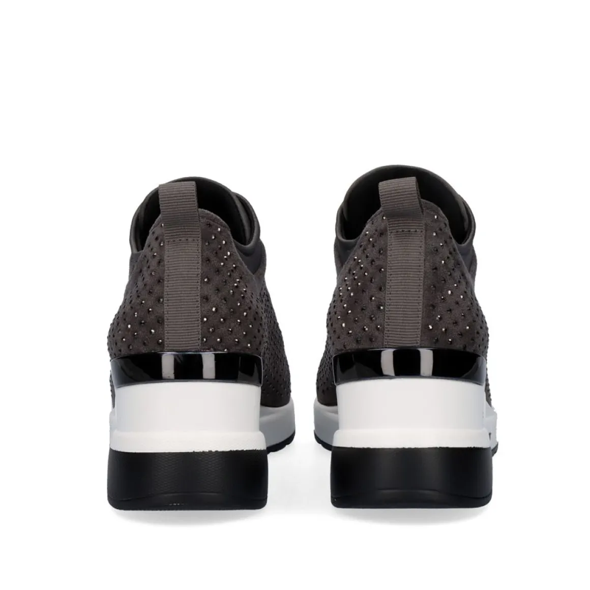 Sneaker Plataforma Ex24 Em Cinza Com Brilhantes