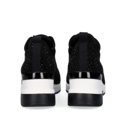 Sneaker Plataforma Ex24 Em Preto Ocn Brilhantes