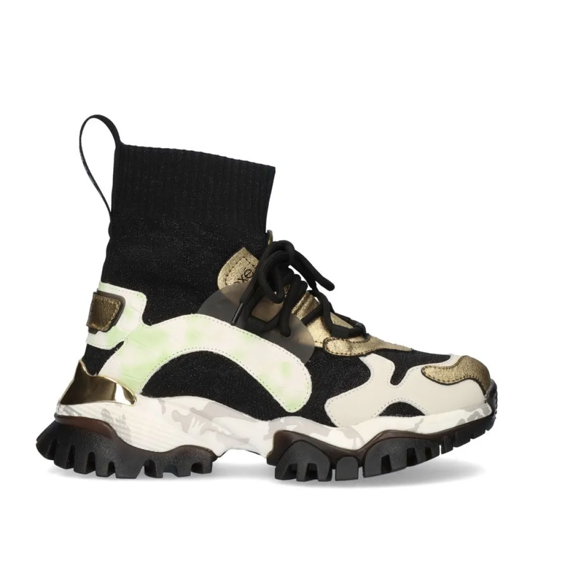 Tenis Exe Xy169-1 Couro Dourado