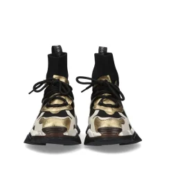 Tenis Exe Xy169-1 Couro Dourado